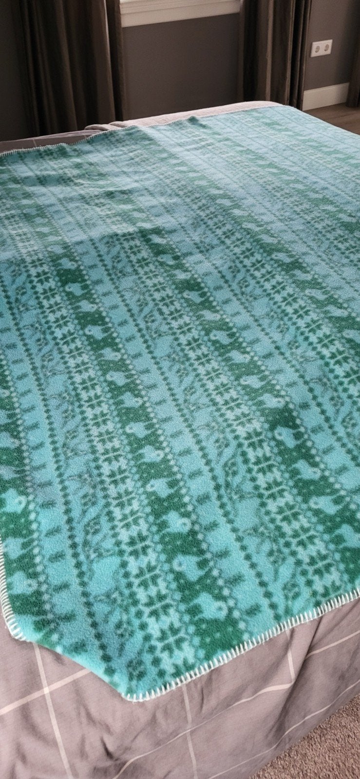 Turquoise Plaid Deken 190x150 cm, Huis en Inrichting, 190 cm, Zo goed als nieuw, Blauw, Polyester