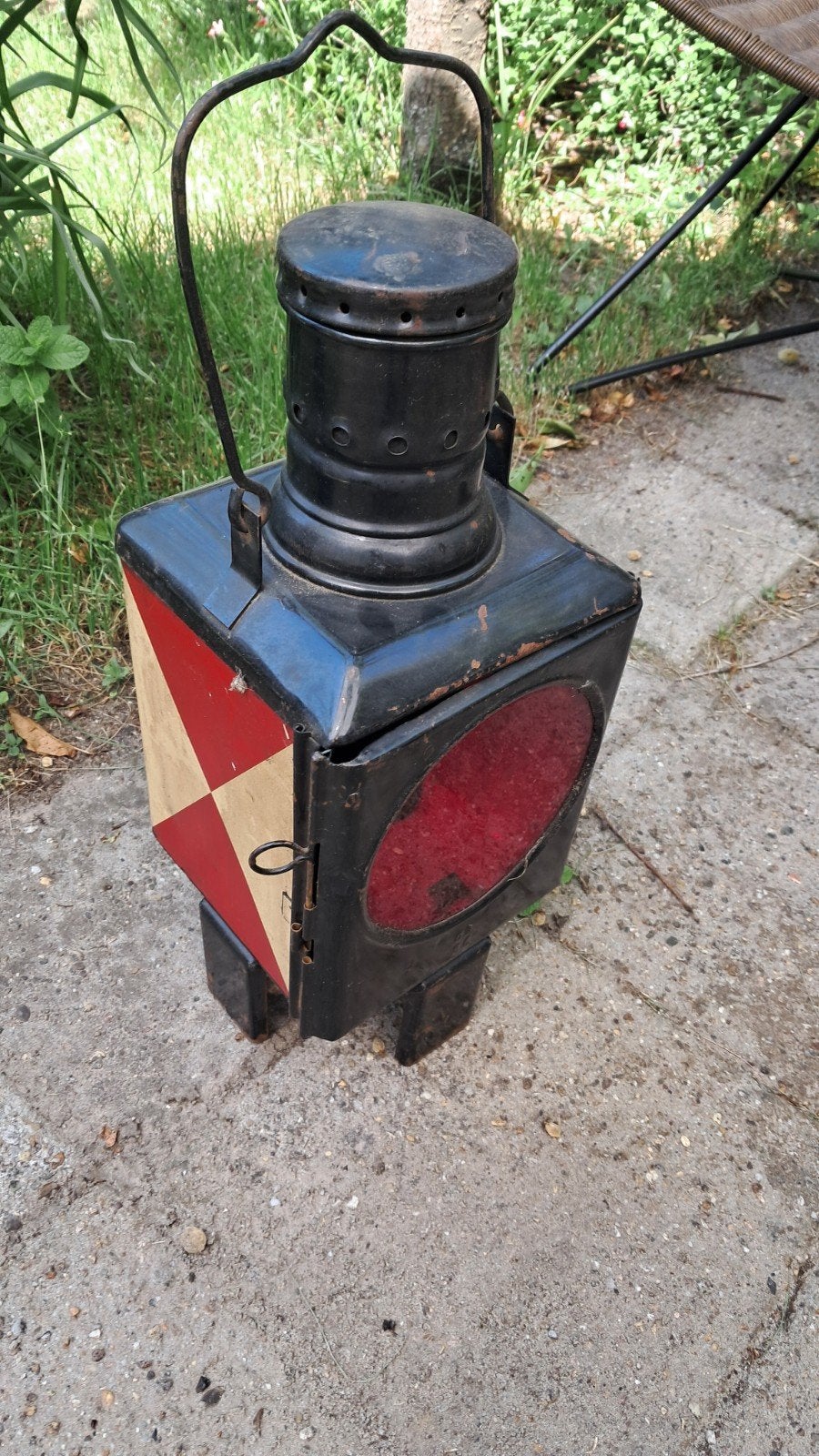 Oude stalen treinlamp op olie, Antiek en Kunst, Antiek | Lampen, Ophalen