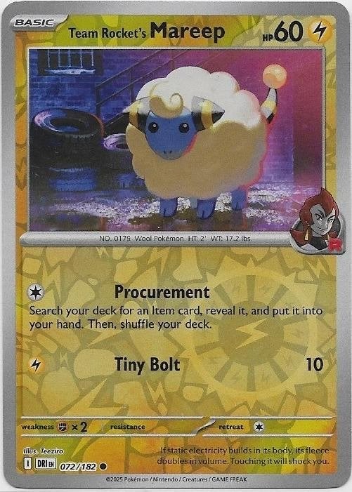 Destined Rivals,  Team Rocket's Mareep [reverse] 72/182, Verzenden, Nieuw, Losse kaart