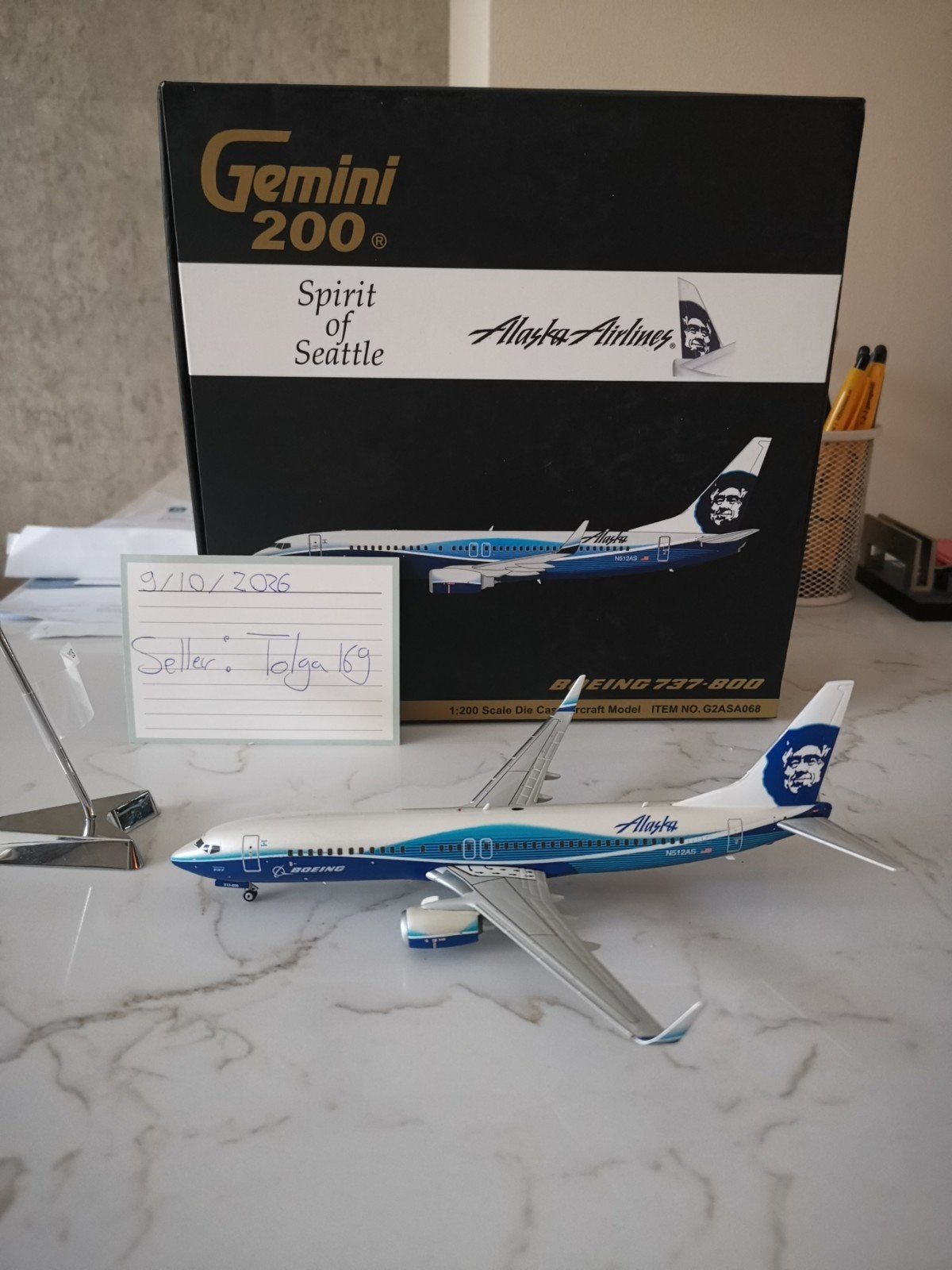 Alaska Airlines 'Seattle' B737-800 1:200 G2ASA068 N512AS, Overige merken, 1:200 of kleiner, Nieuw, Ophalen of Verzenden