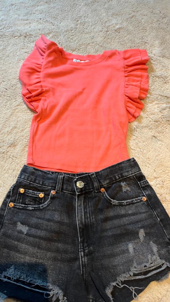 Schattig setje zara short 128 shirt maat S, Ophalen of Verzenden, Zo goed als nieuw, Meisje