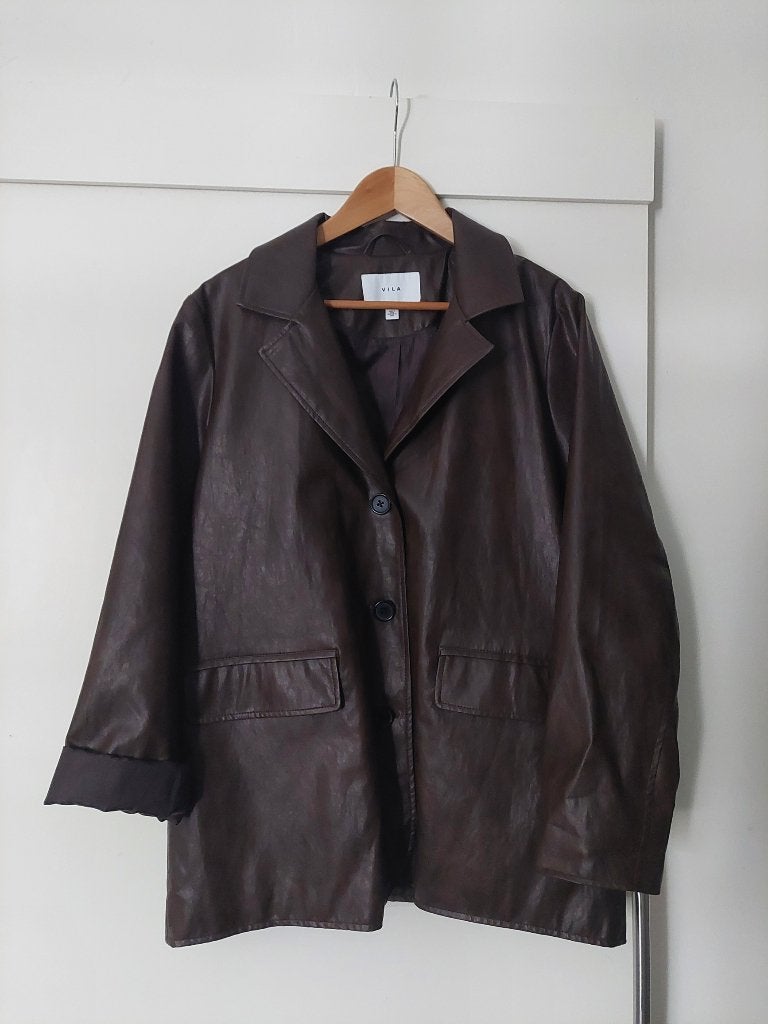 Colbert leren jasje jas blazer vila  maat 40 valt als 44, Kleding | Dames, Bruin, Vila, Maat 42/44 (L), Nieuw