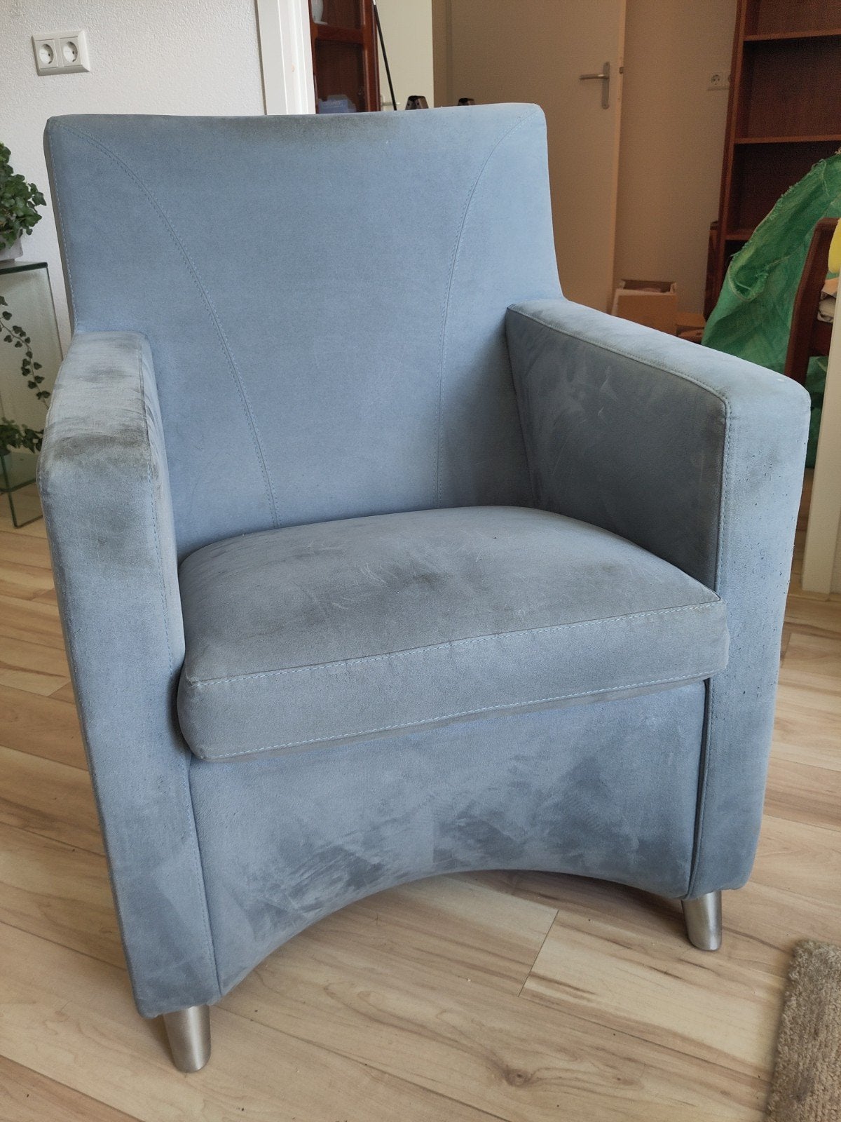 Comfortabele blauwe fauteuil Leolux, Ophalen, Modern, Comfortabel, Gebruikt, Blauw