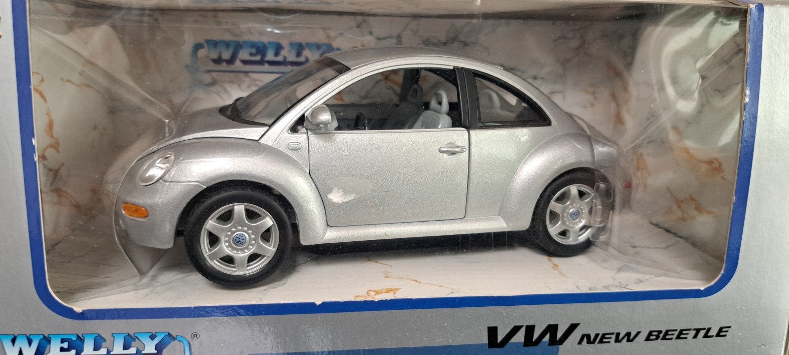 Welly VW New Beetle 1:24 modelauto zilver, Ophalen of Verzenden, Nieuw, Auto, Welly