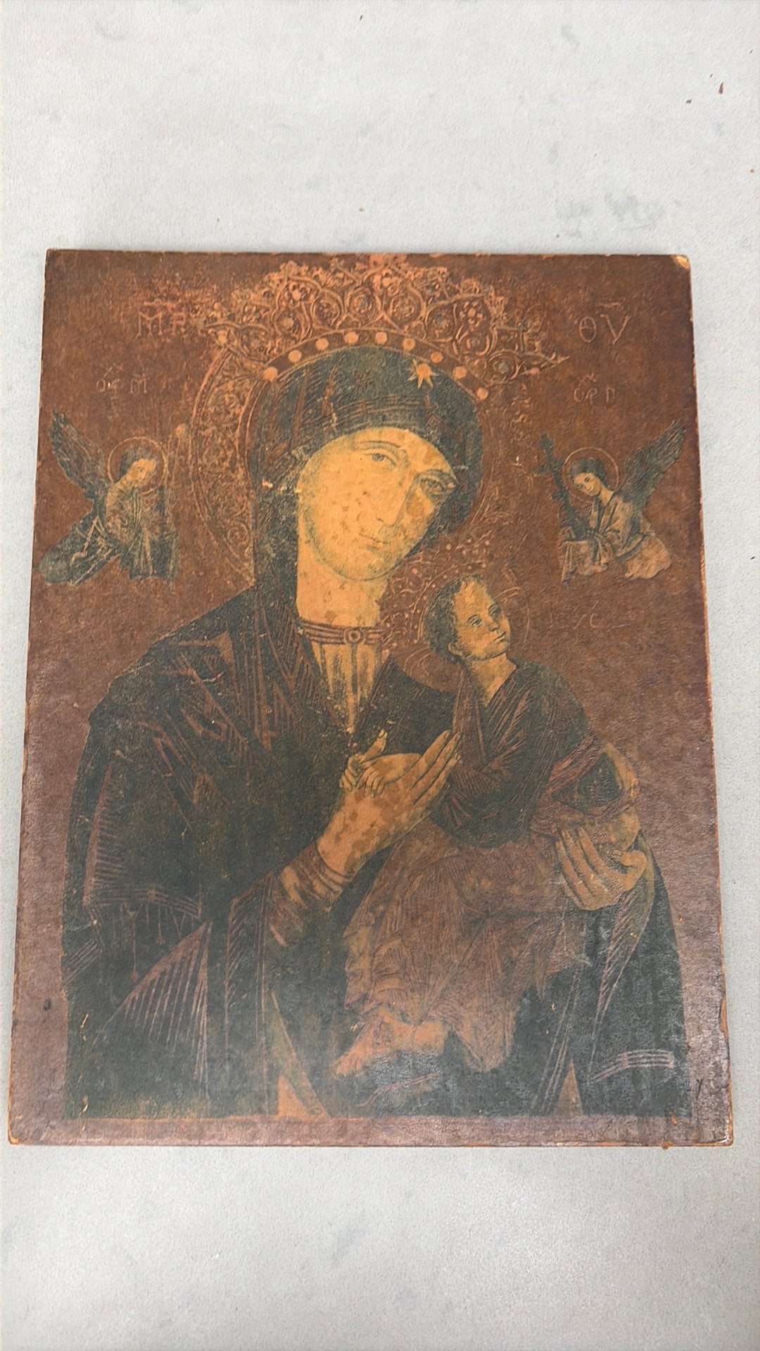 Mooie orthodoxe houten icoon Moeder van Bijstand, Ophalen of Verzenden