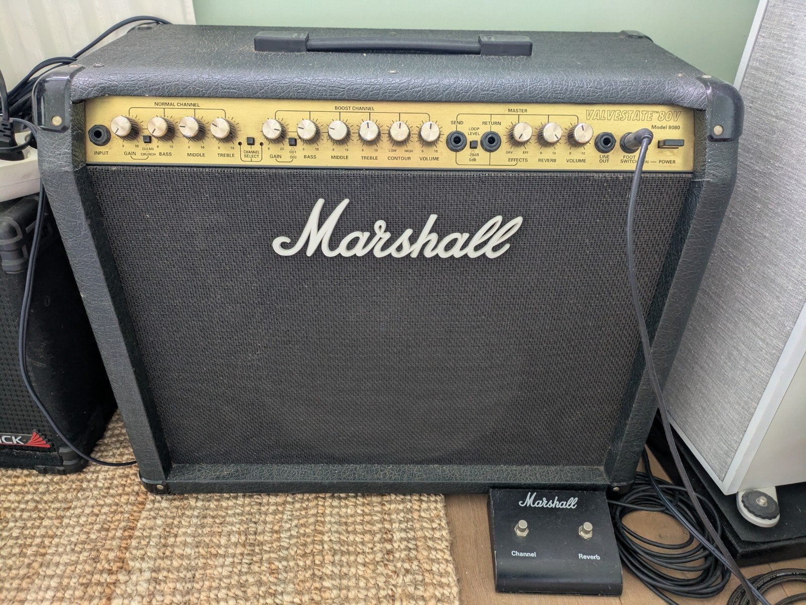 Marshall Valvestate 8080 gitaarversterker met footswitch, Muziek en Instrumenten, Ophalen, Gebruikt, Gitaar, 50 tot 100 watt