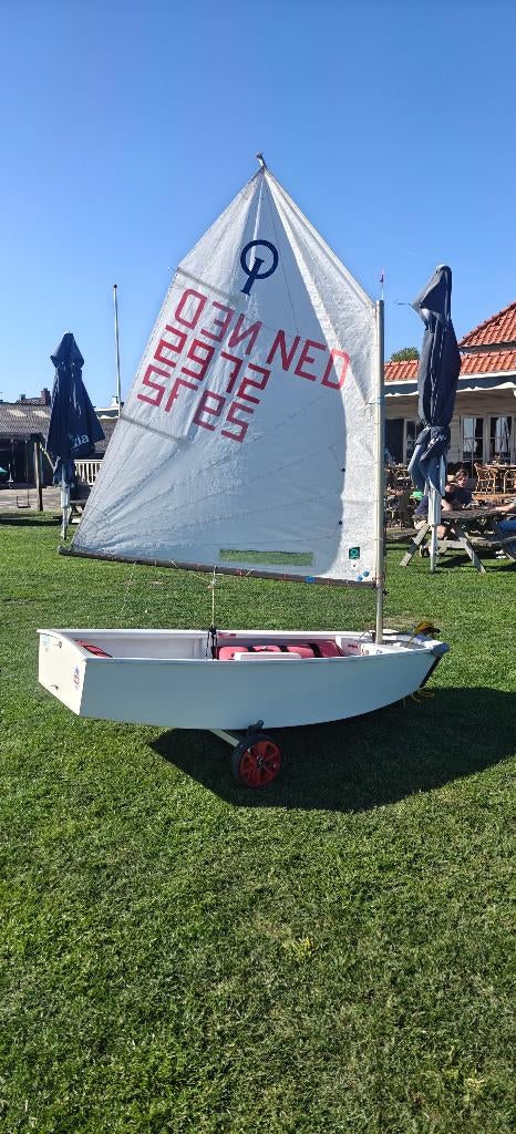 Mooie snelle Wedstrijd Optimist NED 2972 (Orion), Ophalen, Gebruikt, Dekzeil, Polyester