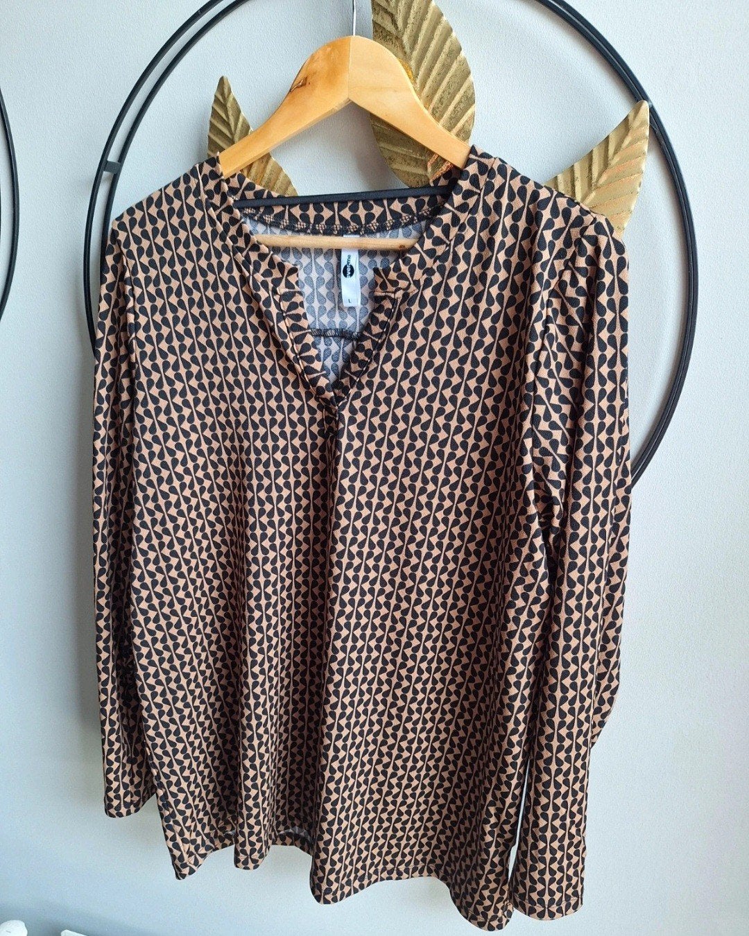 Everme Blouse met print - Maat L, Bruin, Maat 42/44 (L), Ophalen of Verzenden, Zo goed als nieuw