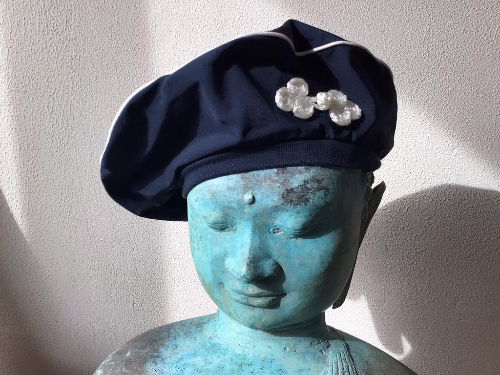 Vintage baret, marine blauw met zeemansknoop., Ophalen of Verzenden, Zo goed als nieuw, Sjaal