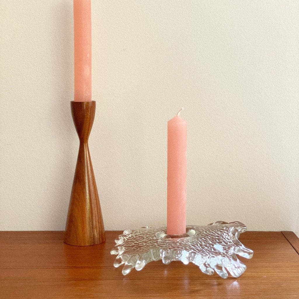 Splash KANDELAAR Pukeberg Mid Century design Nordic MCM glas, Overige materialen, Gebruikt, Ophalen of Verzenden, Kandelaar
