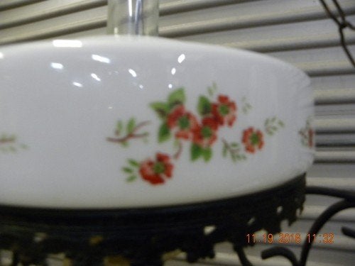 Hanglamp van smeedijzer met glazen kap voorzien van decorati, Ophalen of Verzenden, 'T Olde Gre-j, Info@toldegrej.nl, Endepoelstraat 20f Didam
