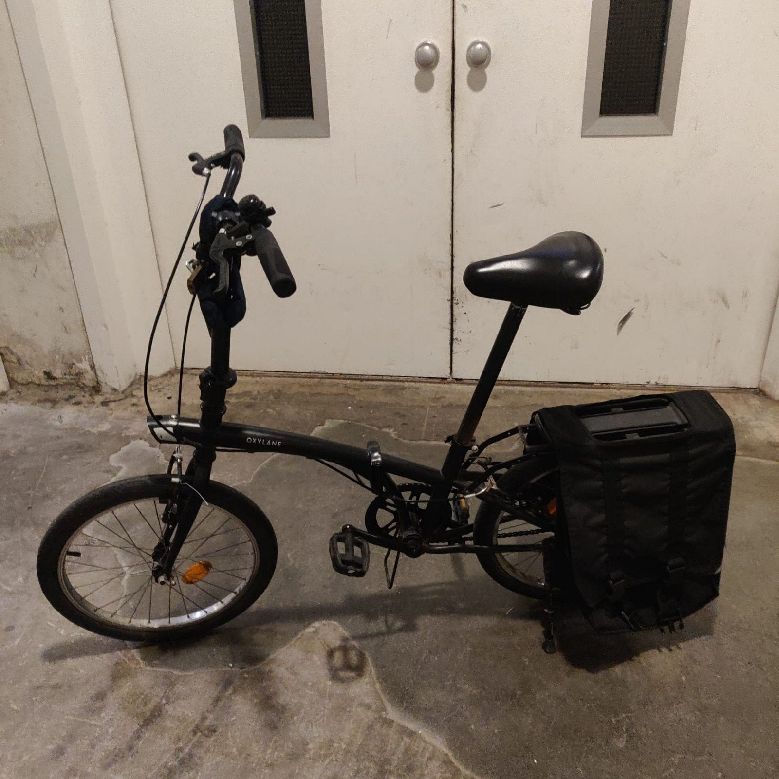 Oxylane Opvouwbare Fiets met Drager en Tas, Ophalen