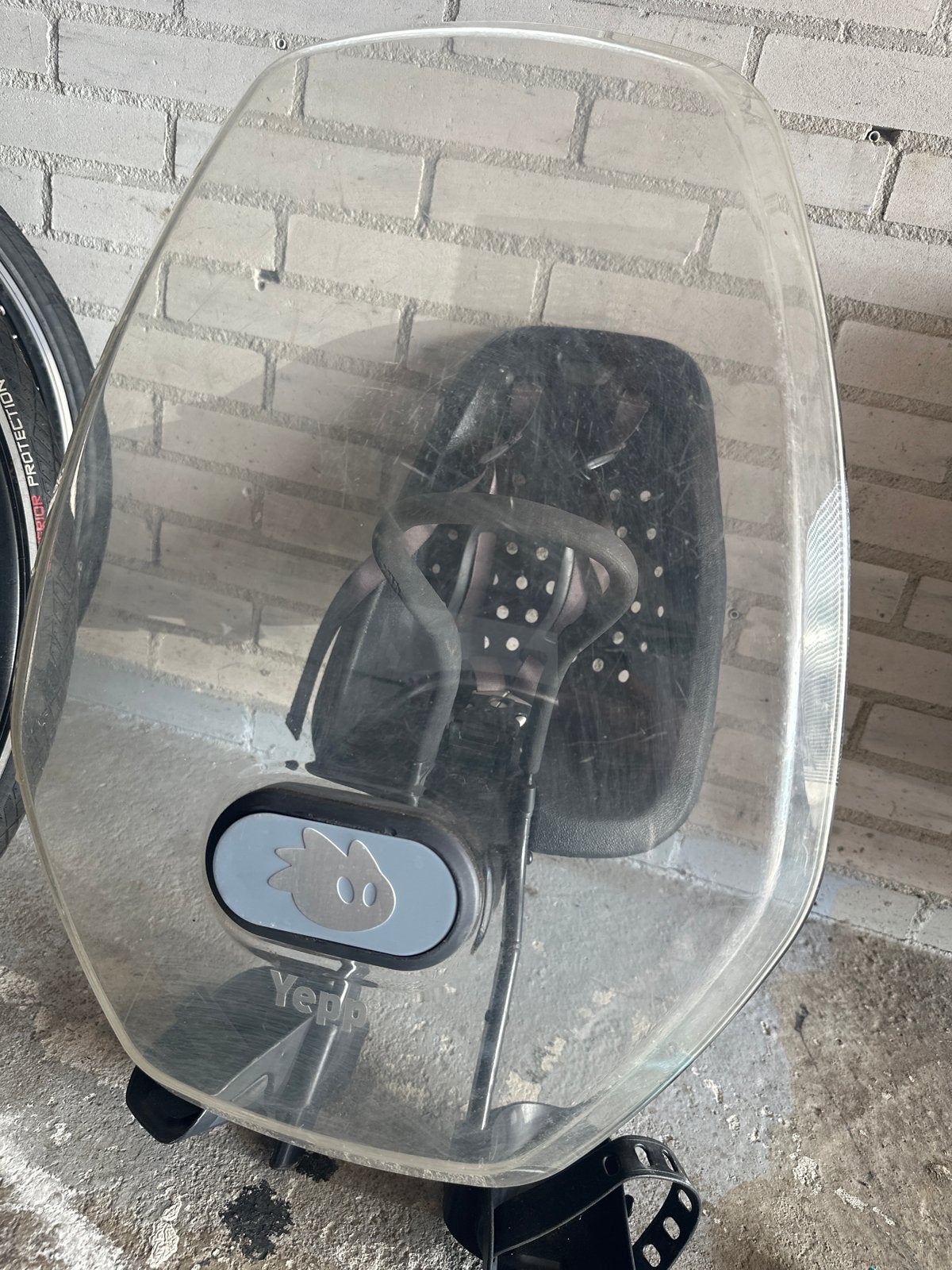 Yepp fietsstoeltje met windscherm, Ophalen of Verzenden, Gebruikt, 0 t/m 13 kg, Voorzitje