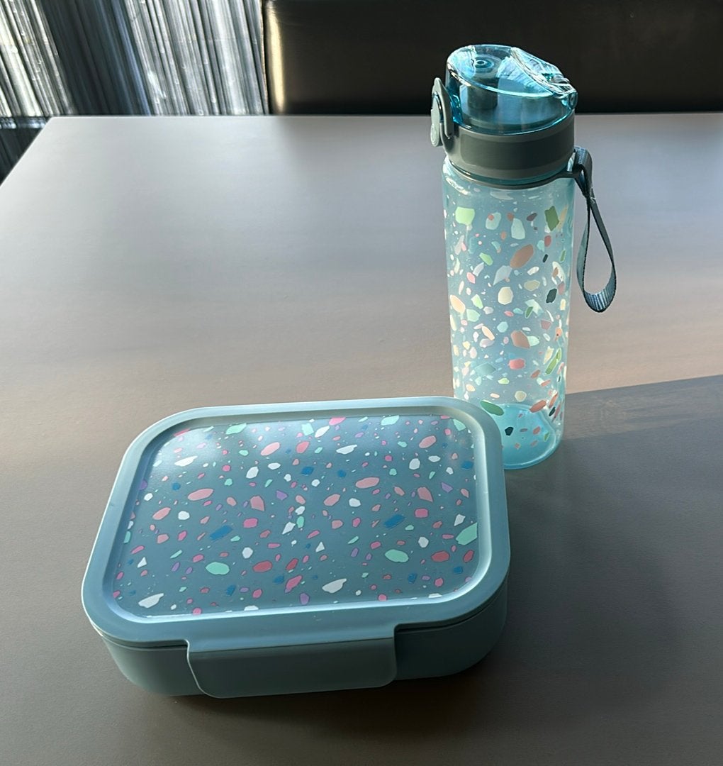 Lunch Buddies nieuw: Lunchbox en drinkfles Terrazo blue, Ophalen of Verzenden, Nieuw