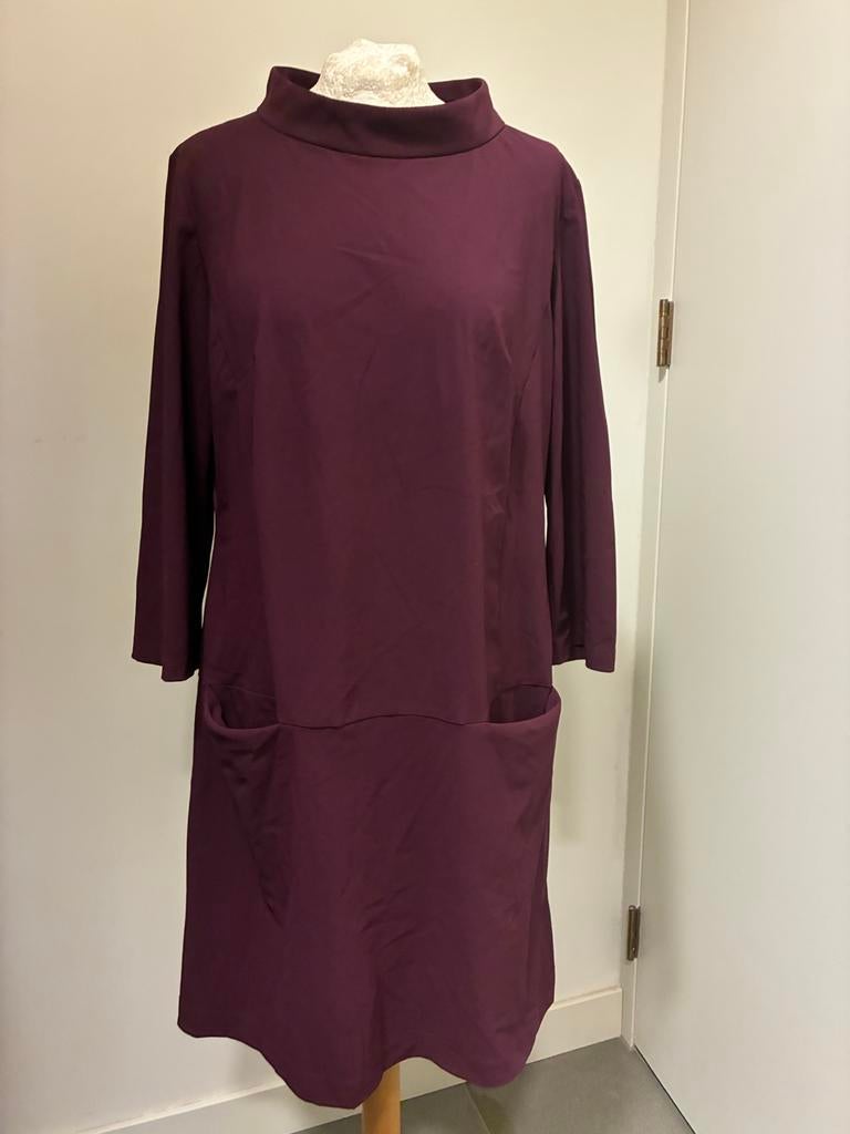 LaDress M jurk aubergine - travelstof 2 modellen, Maat 38/40 (M), Ophalen of Verzenden, Zo goed als nieuw, Knielengte