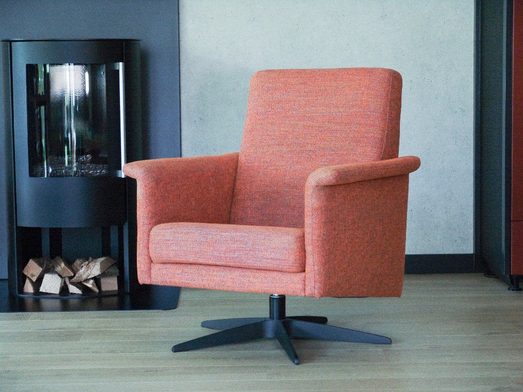 Moderne Fauteuil draaibaar op stalen voet (voor weinig), Ophalen, Gebruikt, 50 tot 75 cm