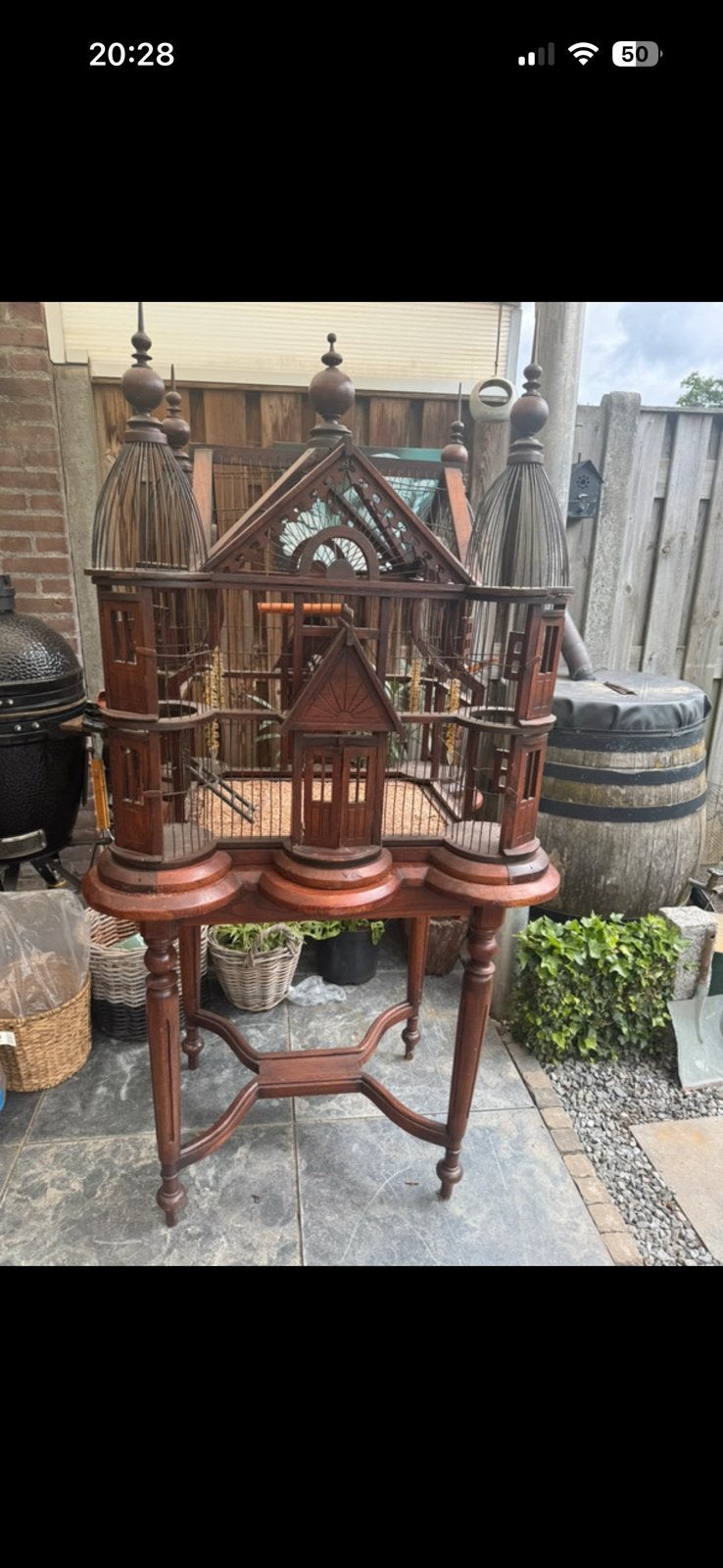 Victoriaanse vogelkooi, Ophalen, Gebruikt, Hout, Vogelkooi