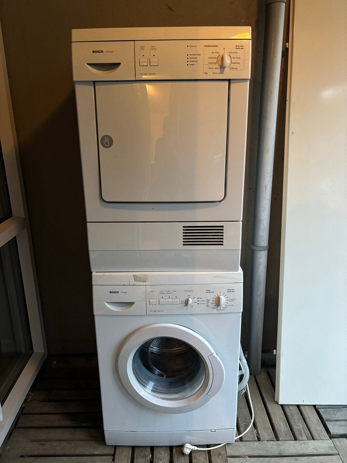 Bosch Maxx Wasmachine en Droger Set, 6 tot 8 kg, Ophalen, Gebruikt, 85 tot 90 cm