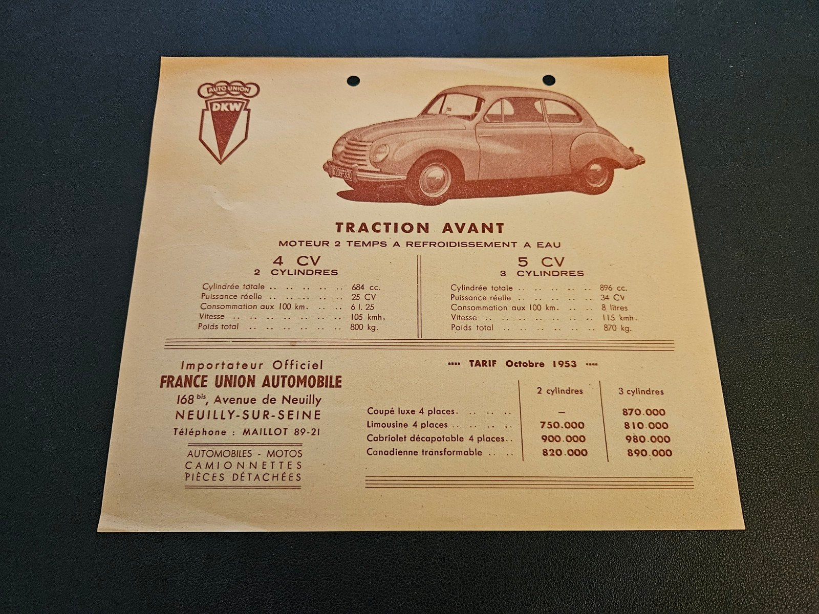 Leaflet DKW 1953, Ophalen of Verzenden, Zo goed als nieuw, Overige merken