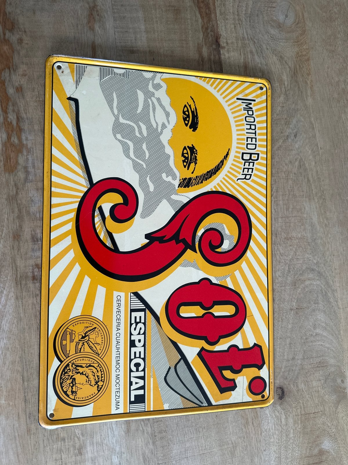 Vintage Sol Cerveza Especial metalen reclamebord, Antiek en Kunst, Ophalen