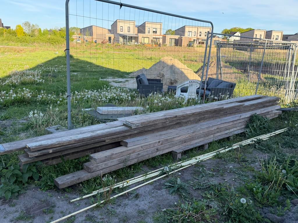 Balkhout en steigerplanken, Tuin en Terras, Palen, Balken en Planken, Ophalen, Gebruikt, 250 cm of meer, Planken