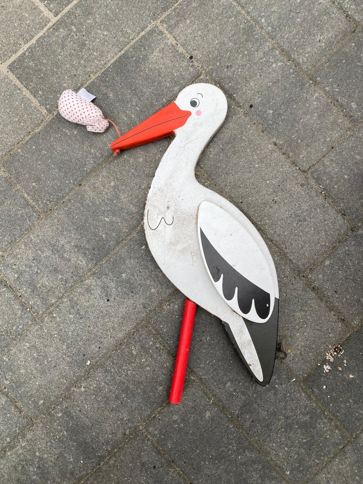 Geboorte aankondiging ooievaar (zelf op stok te bevestigen), Ophalen, Gebruikt, Geboortebord