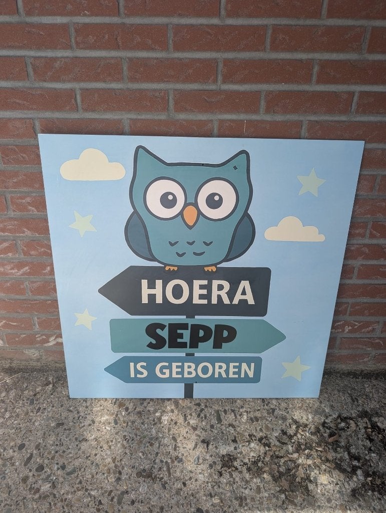 Geboortebord Uiltje, Ophalen, Zo goed als nieuw, Geboortebord