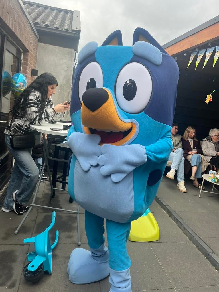 BLUEY MASCOTTE VERHUUR, Hobby en Vrije tijd, Feestartikelen | Verhuur, Zo goed als nieuw, Verjaardag, Ophalen of Verzenden