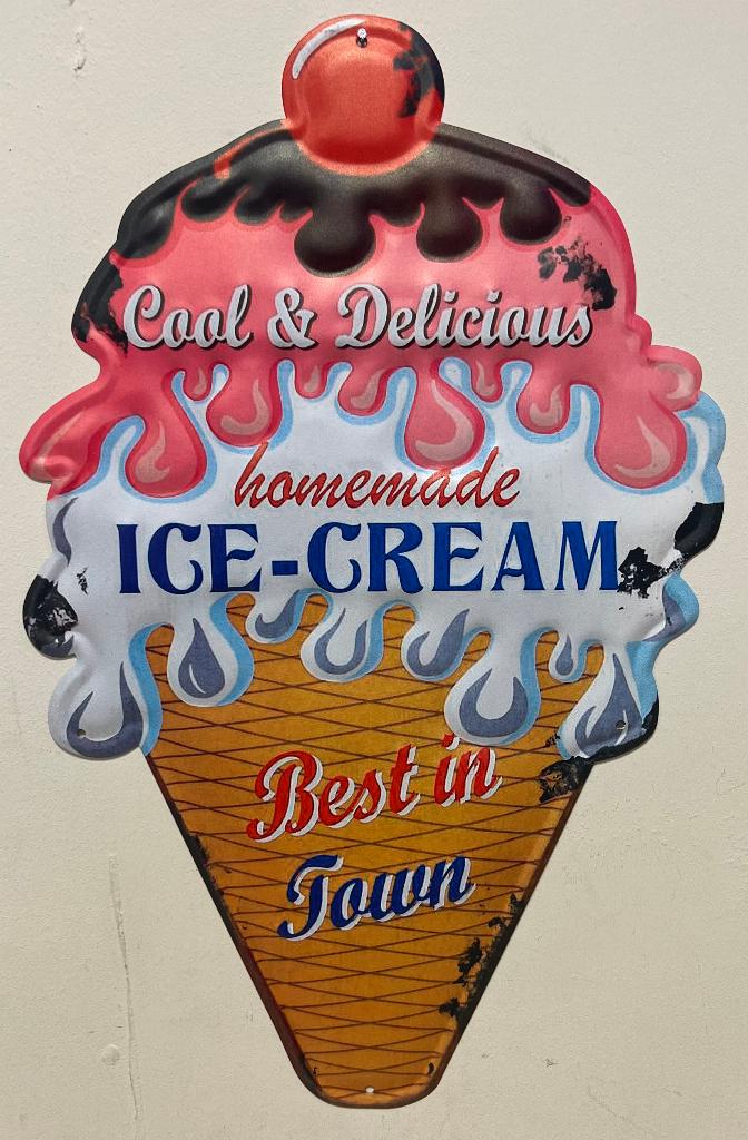 Ice Cream best in town ijs relief reclamebord van metaal, Info@deconoord.nl, Deco Noord, Nieuw, Ophalen of Verzenden
