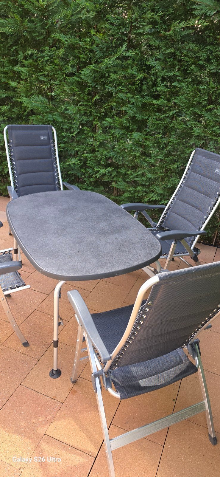 Tuinset met 4 verstelbare stoelen en tafel, Ophalen of Verzenden, Gebruikt