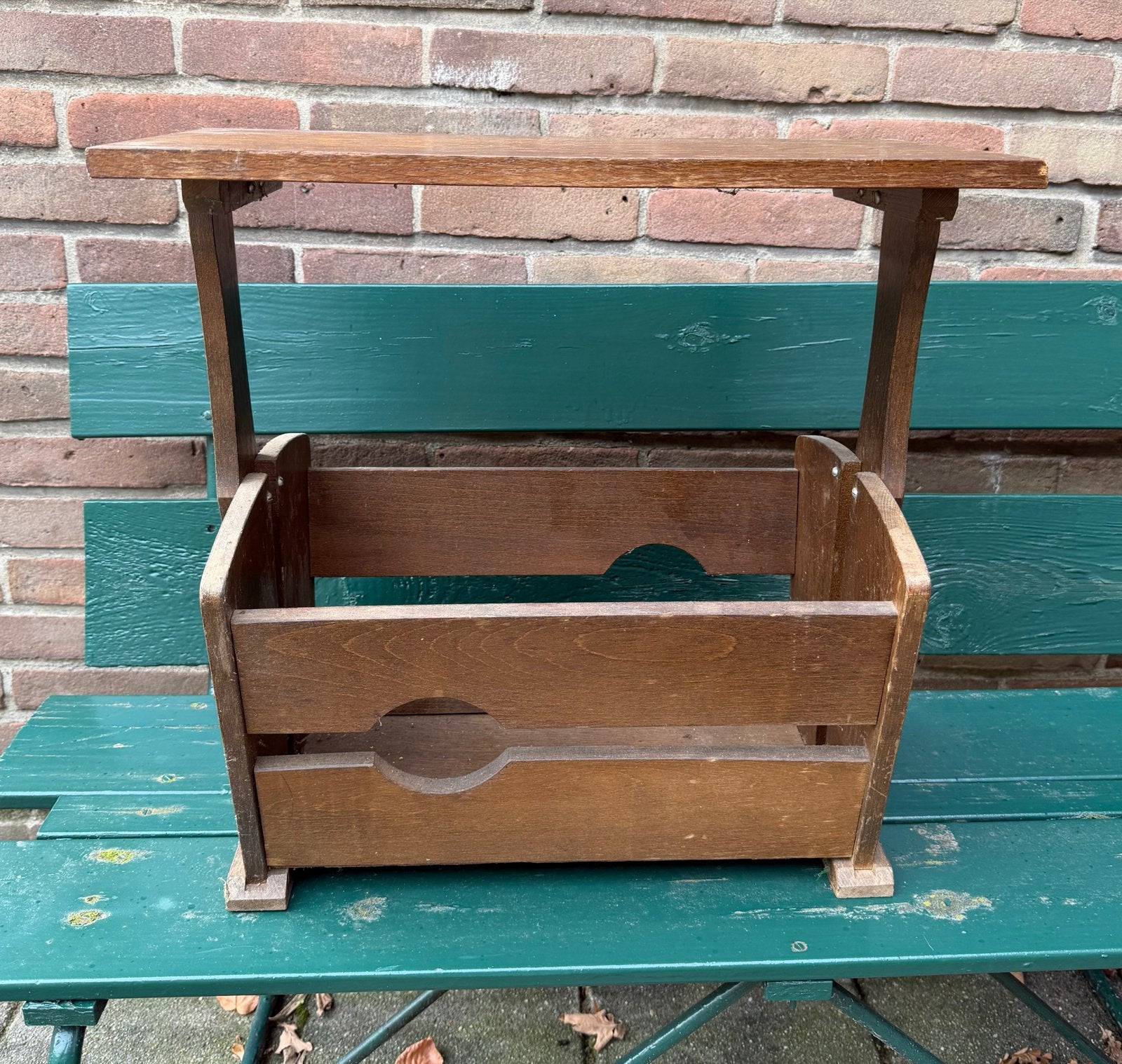 Vintage houten lectuurbak / bijzettafel, Ophalen, Gebruikt, Vintage, Hout