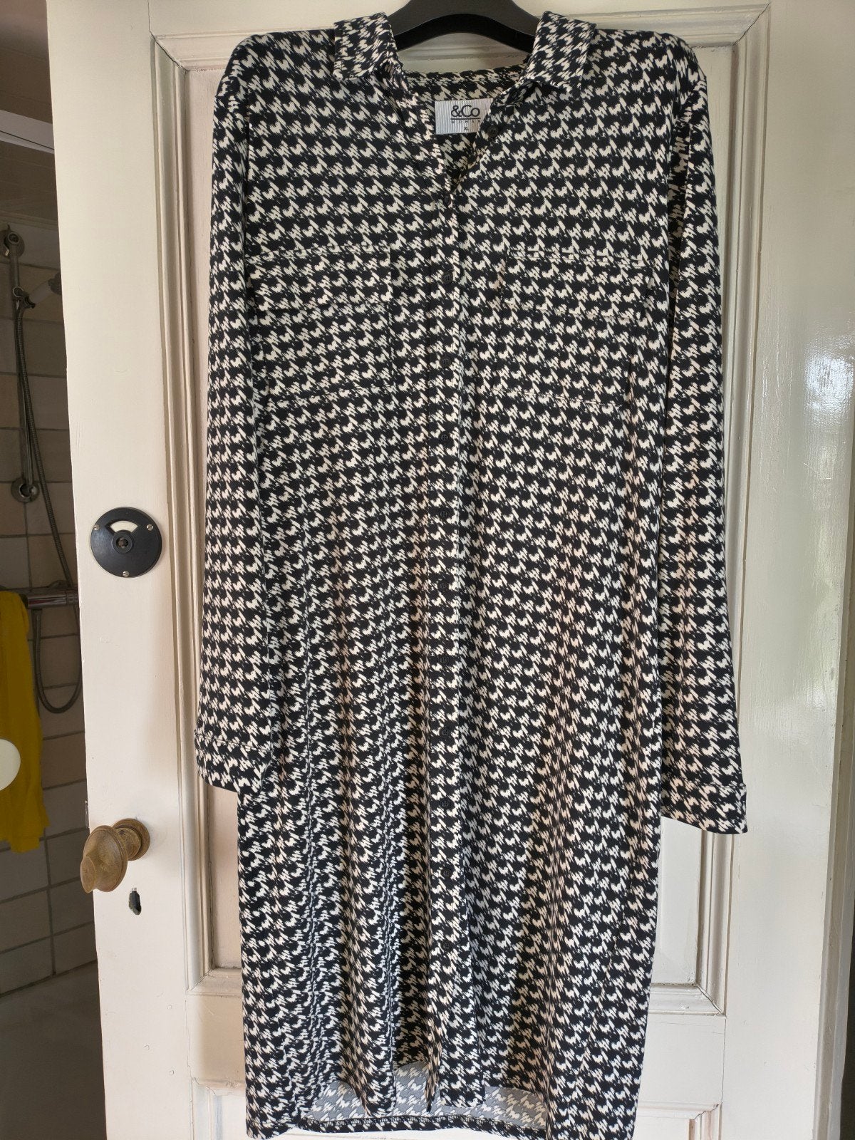 Zwart-witte jurk met pied-de-poule print van &Co Woman XL, Kleding | Dames, Zwart, Maat 46/48 (XL) of groter, &Co Woman, Ophalen of Verzenden