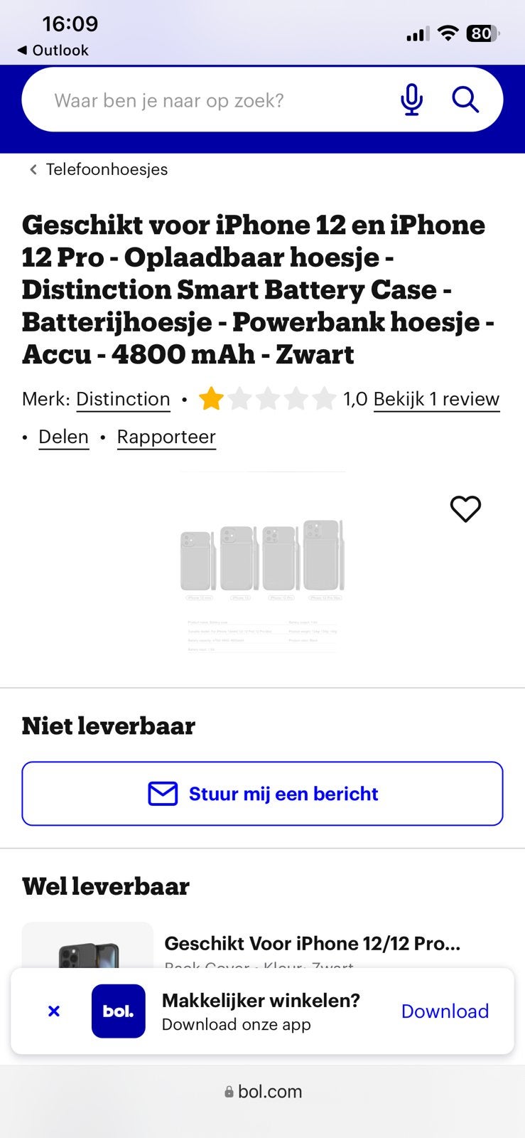 Hoesje en powerbank voor iphone 12 en 12 pro., Zwart, Ophalen of Verzenden, Zo goed als nieuw, Draadloos opladen