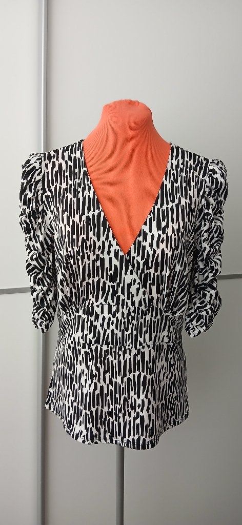 Zwart/wit top met leuke mouwen - Morgan, Maat 38/40 (M), Overige kleuren, Nieuw, Korte mouw
