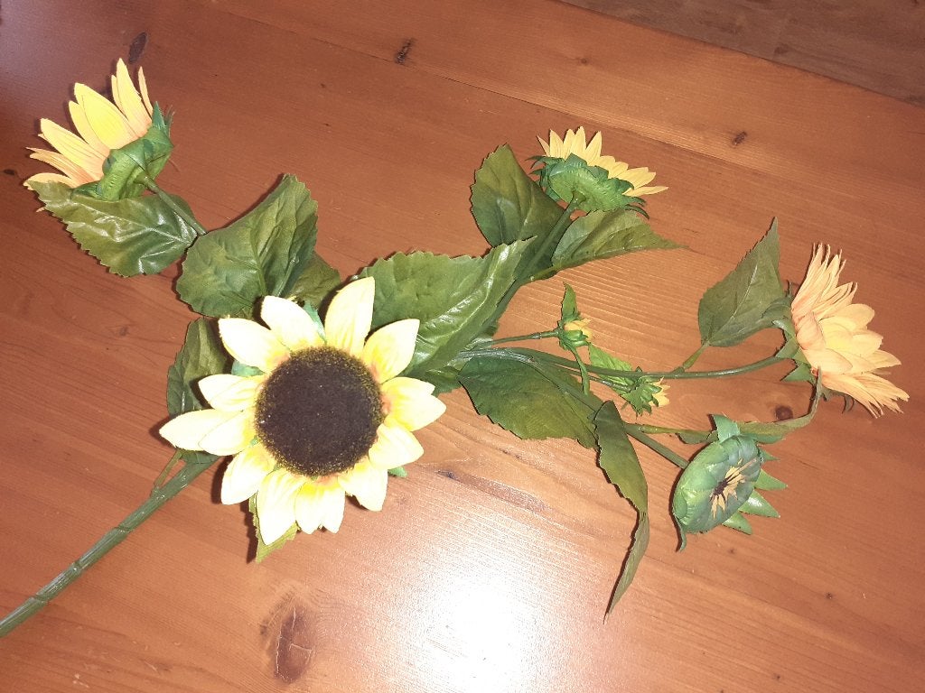 Grote tak met kunst zonnebloemen, Huis en Inrichting, Ophalen of Verzenden, Zo goed als nieuw, Kunstbloem, 60 cm