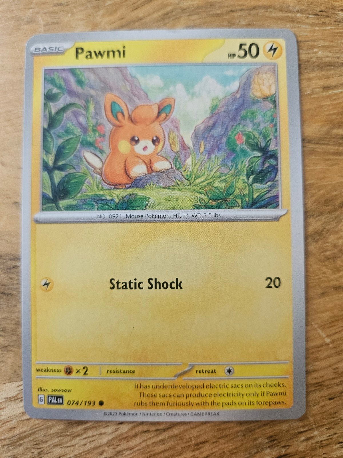 Pokémon Kaart Pawmi 074/193 - Nieuwstaat, Ophalen of Verzenden, Zo goed als nieuw, Losse kaart