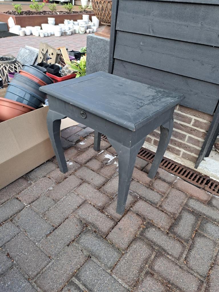 Zwart bijzettafeltje met lade, Ophalen, Minder dan 45 cm, Minder dan 55 cm, Gebruikt