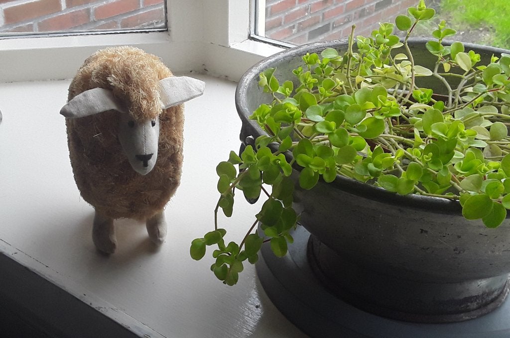 Vintage schaap van stof en sisal, Ophalen of Verzenden, Gebruikt