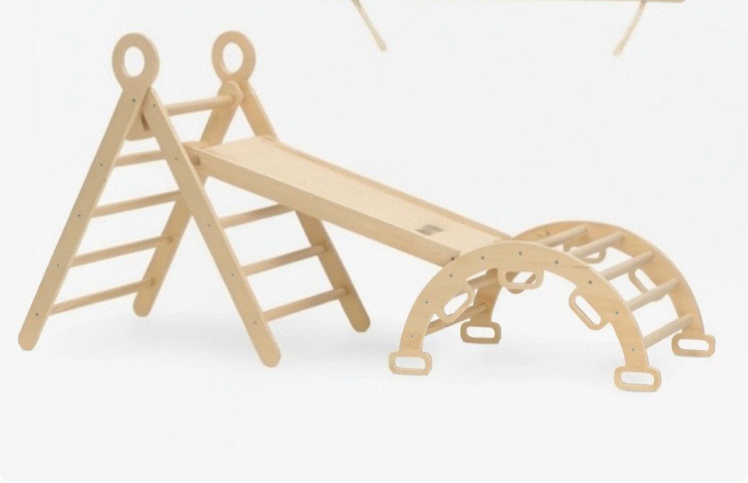 Houten Klimrek met Glijbaan en Klimboog voor Kinderen, Kinderen en Baby's, Ophalen, Zo goed als nieuw, Klimwand