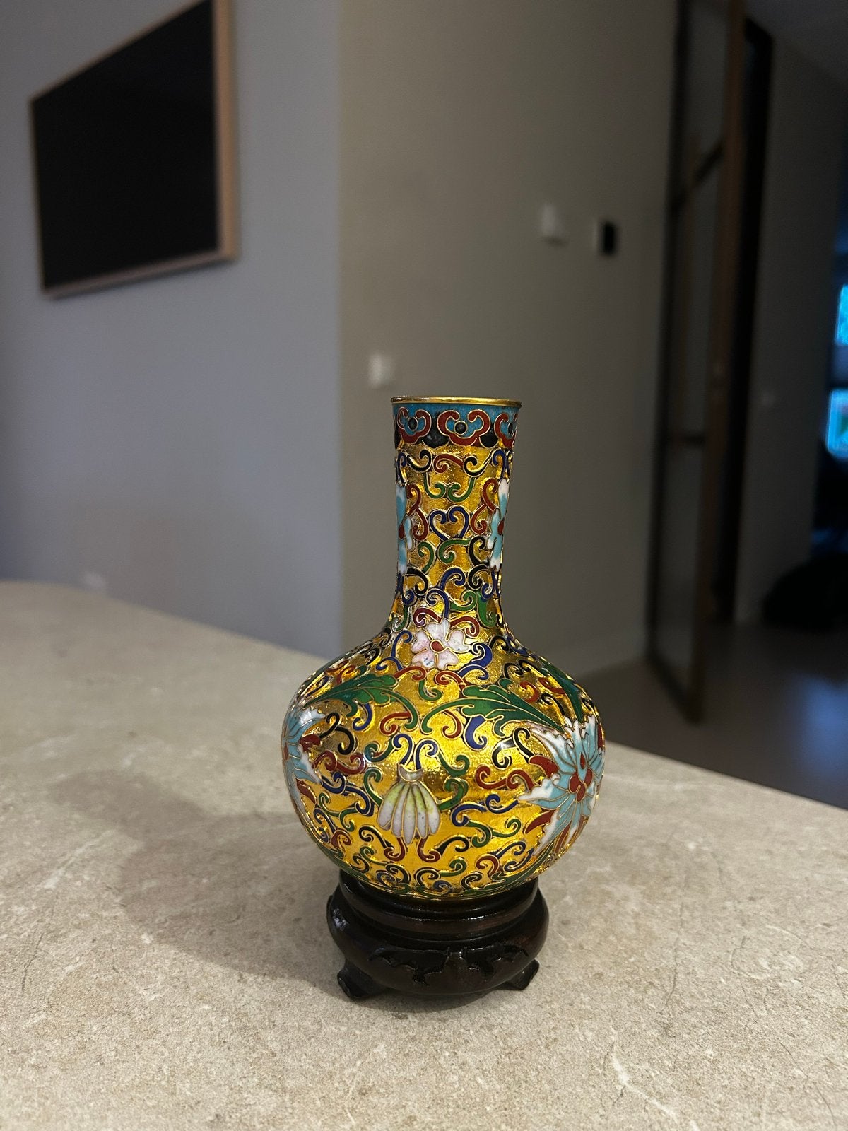 Cloisonné vaasje, Chinese stijl, handbeschilderd, Ophalen of Verzenden