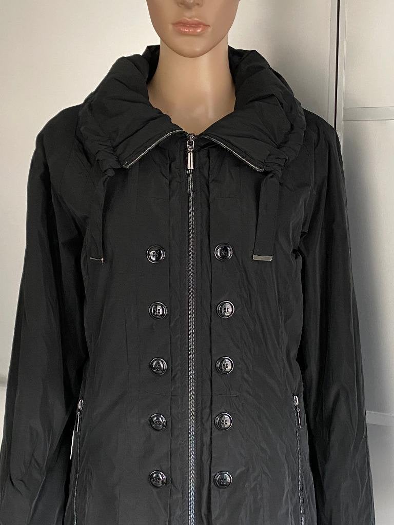 J579 Maat 36=S lange design jas winterjas parka trenchcoat, Kleding | Dames, Zwart, Ophalen of Verzenden, Zo goed als nieuw, Maat 36 (S)