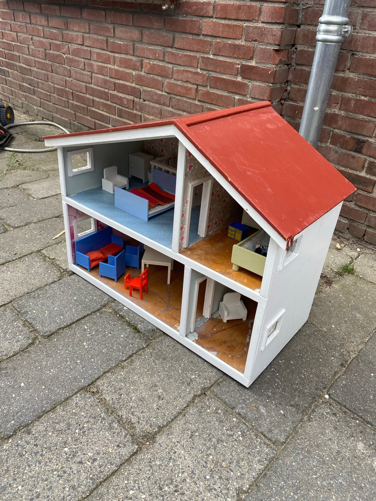 Houten poppenhuis met Meubels, Ophalen, Gebruikt, Poppenhuis