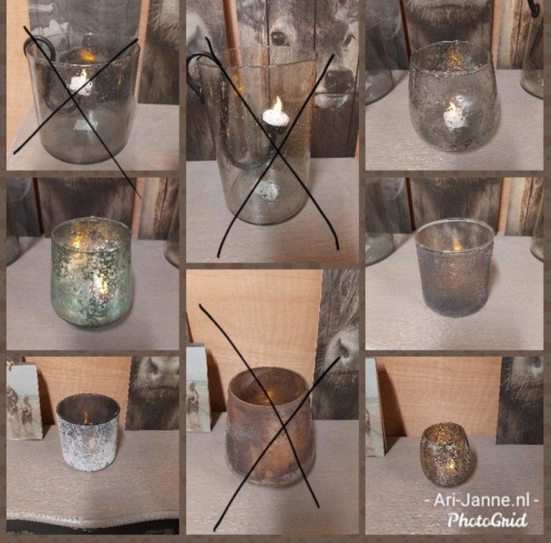NIEUW! Landelijk, stoere  waxinehouder, glas, bubbel, chips, Huis en Inrichting, Woonaccessoires | Kandelaars en Kaarsen, Waxinelichthouder