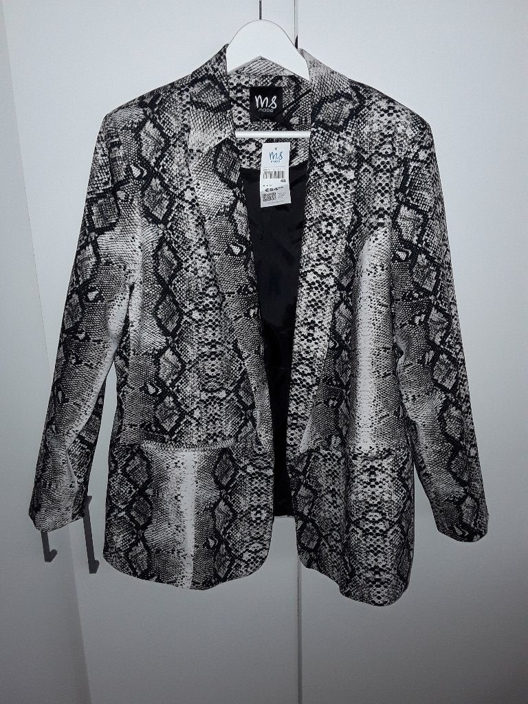 MS Mode Zwart/Beige Jasje Met Slangenprint Maat 48 NIEUW, Zwart, Nieuw, Ophalen of Verzenden, MS Mode