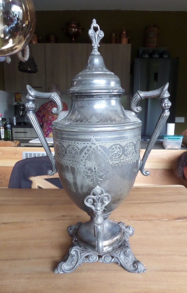 antiek Engels kraantjeskan waterurn ver(zilver(d) 19e-eeuw, Ophalen of Verzenden