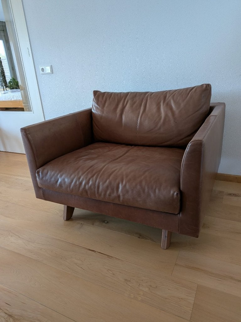 Design loveseat Montis Axel Rancholeder, Ophalen, Gebruikt, Tweepersoons, Rechte bank