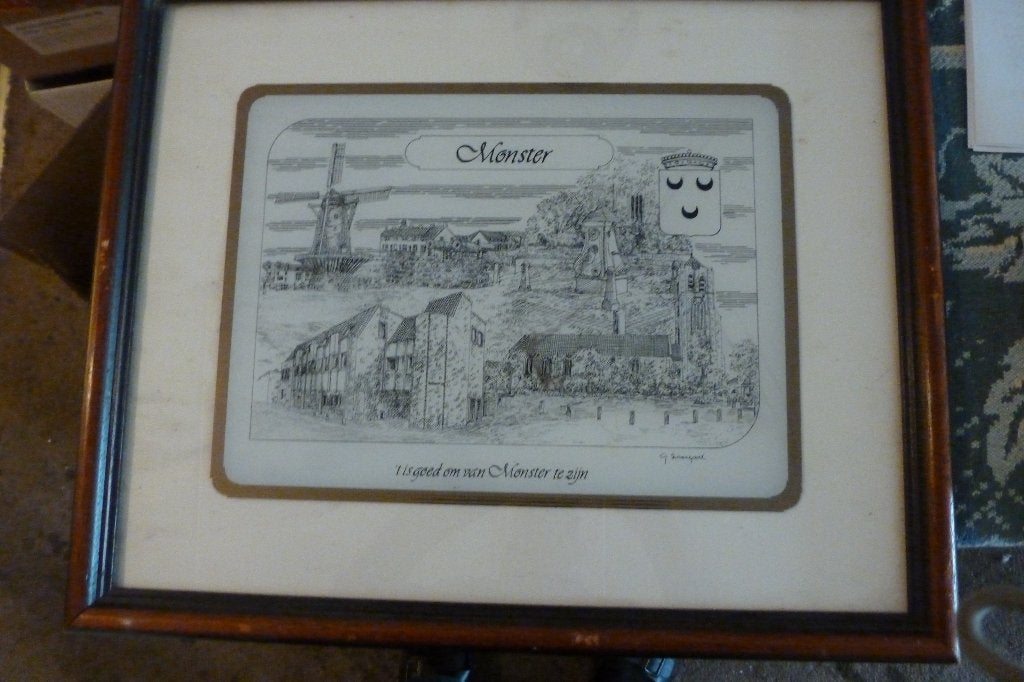 Mooie "placemat" Monster pentekening zwart/wit G. Swoenepoel, Antiek en Kunst, Ophalen of Verzenden