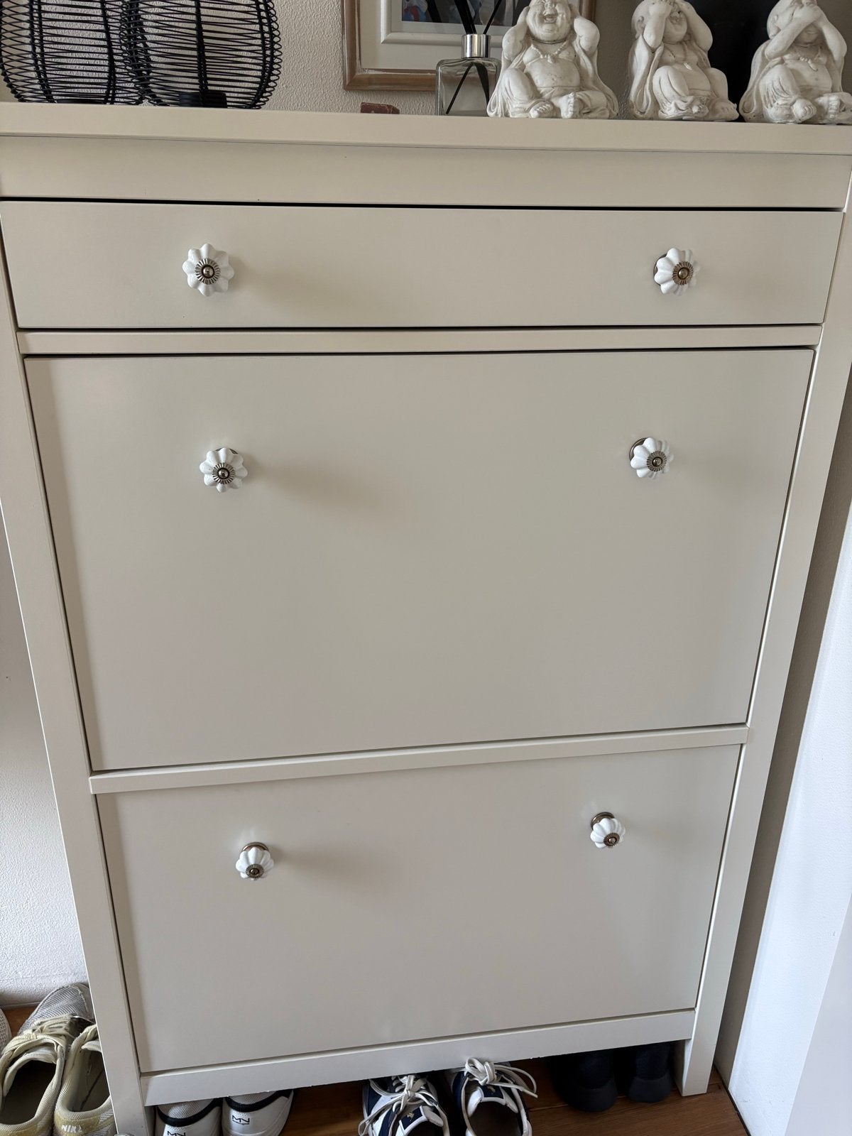 Hemnes ikea Schoenenkast met 3 vakken en lade - Crème/Wit, Ophalen, Gebruikt