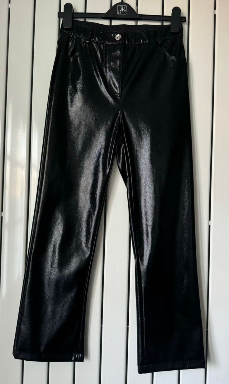 PATRIZIA PEPE • Lak Shiny Leren coating | broek - S 36, Zwart, Ophalen of Verzenden, Zo goed als nieuw, Maat 36 (S)