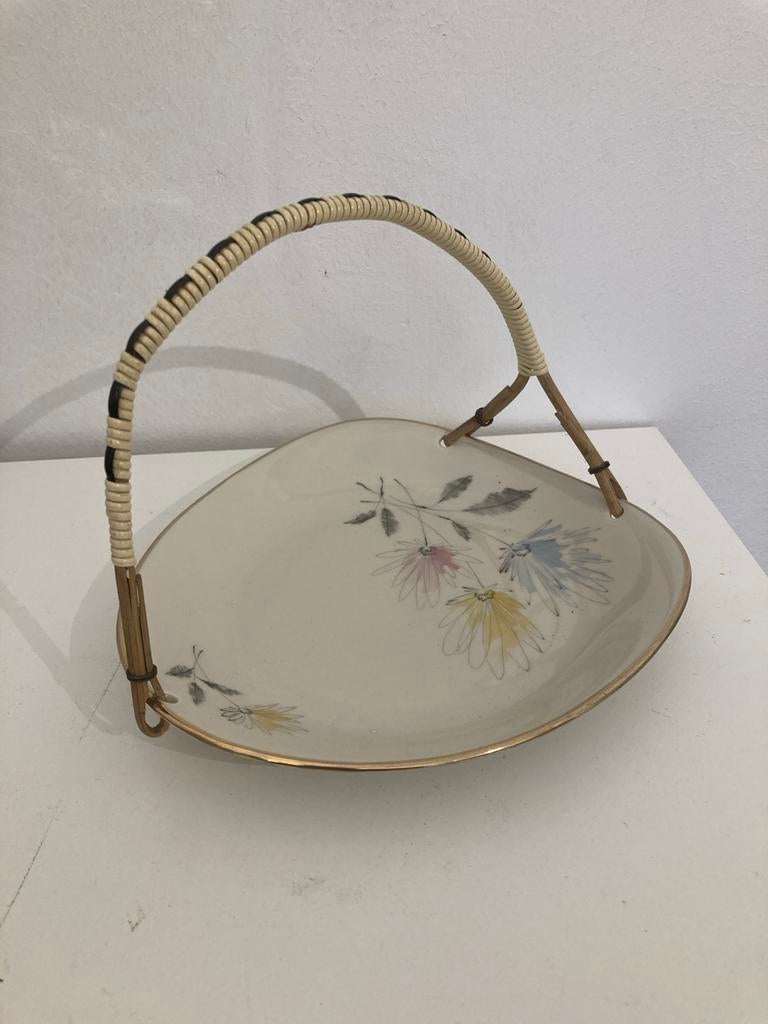 Vintage Bavaria Porseleinen Schaal met Handvat, Antiek en Kunst, Ophalen of Verzenden
